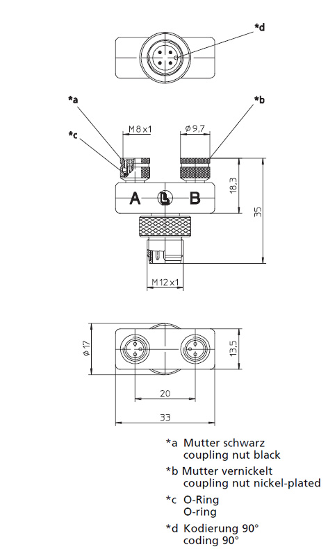 Sourcing Map M12 4-poliger Rechtwinkliger Stecker – 2m Kabel, Gewinde 12mm, Für Sensoren & Automatisierung